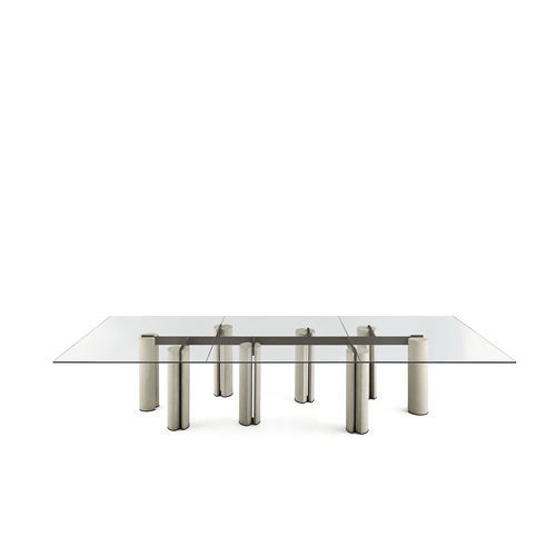Mesa contemporánea - SIMPODIO SYSTEM - Gallotti&Radice - de vidrio templado / con base de hormigón / rectangular