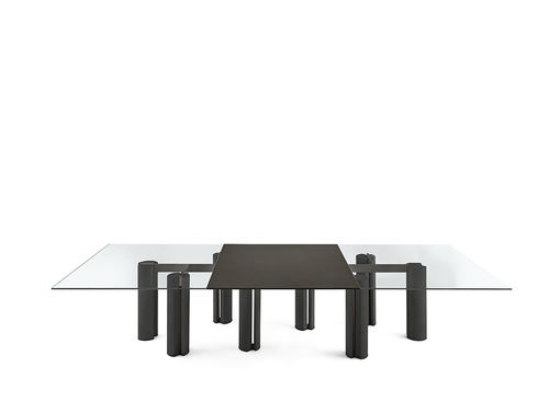 Mesa contemporánea - Simpòdio W System - Gallotti&Radice - de cristal / con base de fresno / rectangular