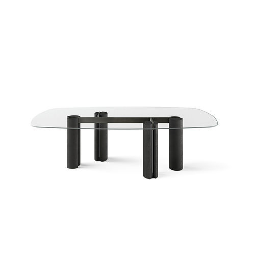 Mesa contemporánea - Simpòdio W - Gallotti&Radice - de cristal / de mármol / con base de fresno