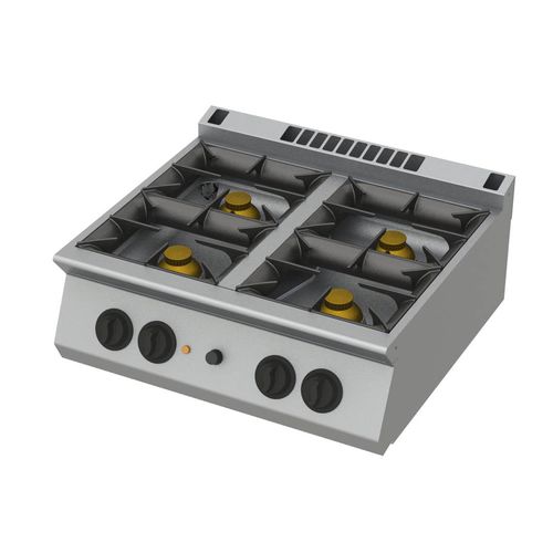 Placa de cocina de gas - 040G /S-7 - ROSINOX - profesional / 4 fuegos / de repisa