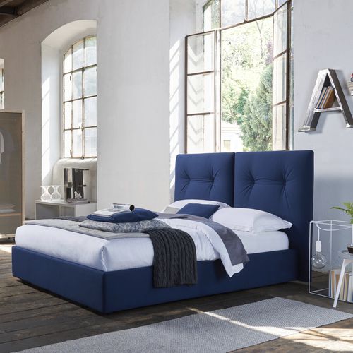 Cama de matrimonio - RIVOLO - DORELAN - contemporánea / con cabecero / tapizada