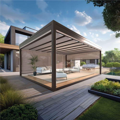 Pérgola autoportante - Arcadia - Giulio Barbieri S.r.l. - adosada / de aluminio / de aluminio anodizado