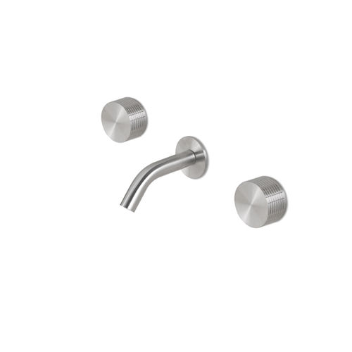 Grifo bimando para lavabo - KRO180 - Linki - de pared / de acero / de baño