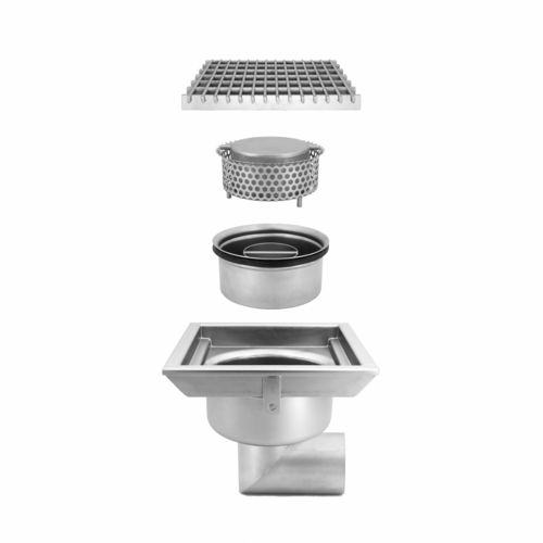 Sumidero sifónico de acero inoxidable - TOTAL HYGIENIC DIS. 0411 - Inoxsystem S.r.l. - para cocina / para aplicaciones industriales / con rejilla