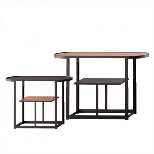 Mesita auxiliar contemporánea - PERI - DIMENSIONE CHI WING LO - de madera lacada / con base de madera lacada brillante / ovalada