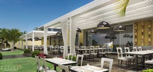 Pérgola adosada - LONGWAY - DIRELLO S.R.L - de aluminio / con láminas