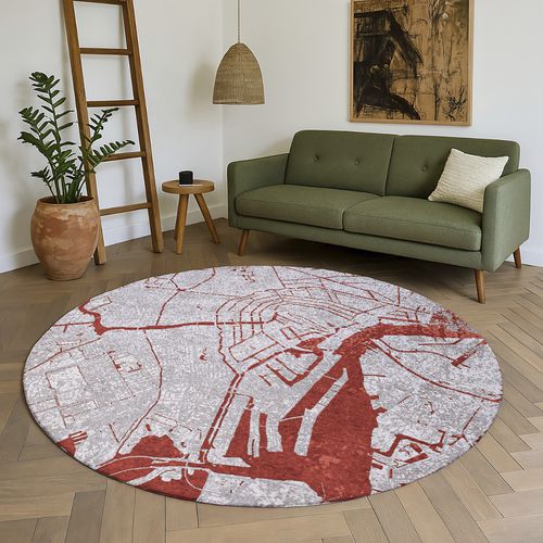 Alfombra contemporánea - CUT 9323 - Louis De Poortere - con motivos geométricos / de poliéster / redonda