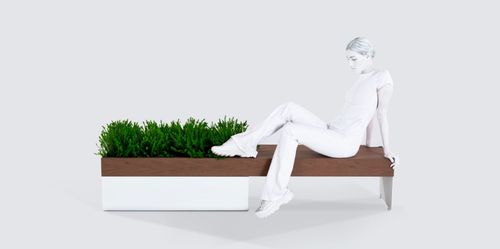Jardinera con banco - Banco macetero - TARIMATEC - de madera / de acero / rectangular