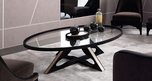 Mesa de centro contemporánea - DUKE - Corte Zari - de madera / de vidrio / de hierro