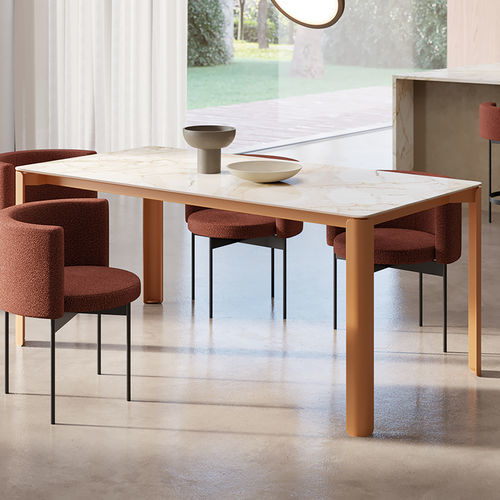 Mesa de comedor contemporánea - CRAVE - Ronda Design - de vidrio / de cerámica / con base metálica