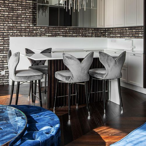 Silla de bar clásica - LUNA - Ottiu - de terciopelo / de nogal / de