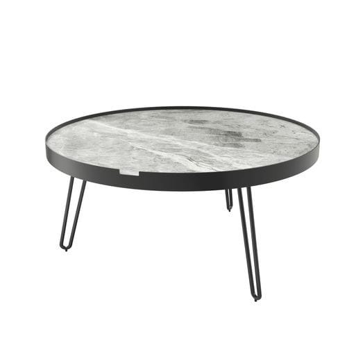 Mesa de centro contemporánea - CORDOBA - AKANTE - de cerámica / con base de acero lacado / redonda