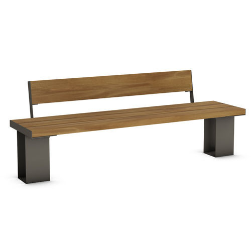 Banco público contemporáneo - LIBERTY - THE ITALIAN LAB SRL - de madera exótica / de chapa de acero / con respaldo