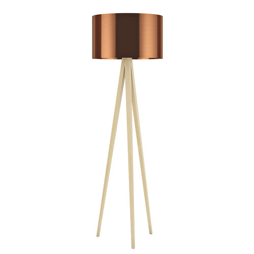 Lámpara de pie - SHE : CP-1025 BO - Artinox - de cobre cepillado / de haya / contemporánea