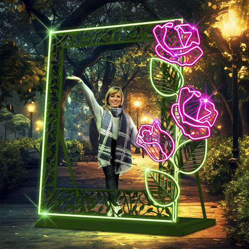 Instalación artística luminosa - Frame with Roses - Terra Group - de exterior / decorativa / urbana