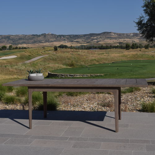 Mesa contemporánea - BEVERLY - GreenDesign - de teca / rectangular / extensible