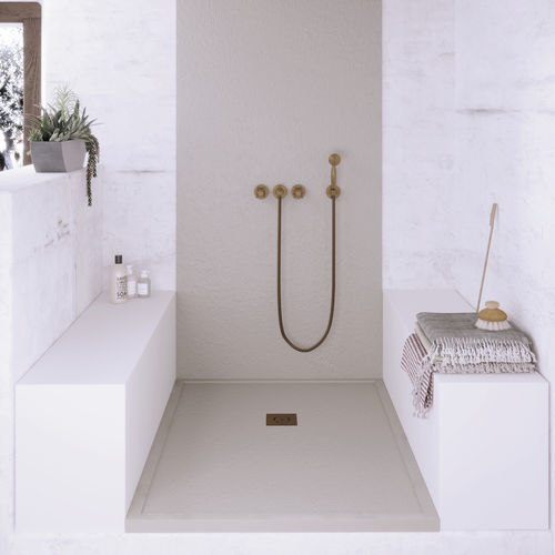 Plato de ducha rectangular - Relief Plus Rim - QUARE DESIGN - empotrable / de resina / de mineral compuesto