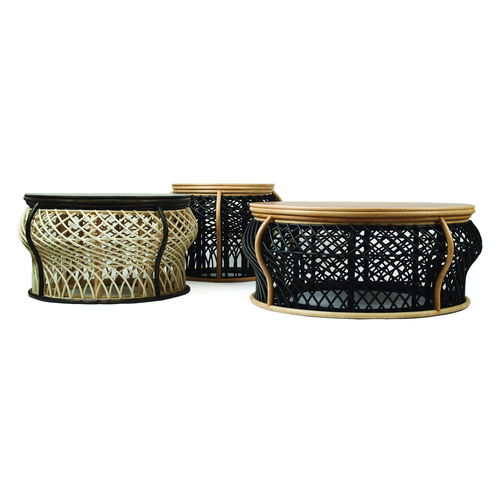 Mesa de centro clásica - BEATRIX : J12TB-0005/0004/0006 - Corner 43 Decor - de teca / de ratán / ovalada