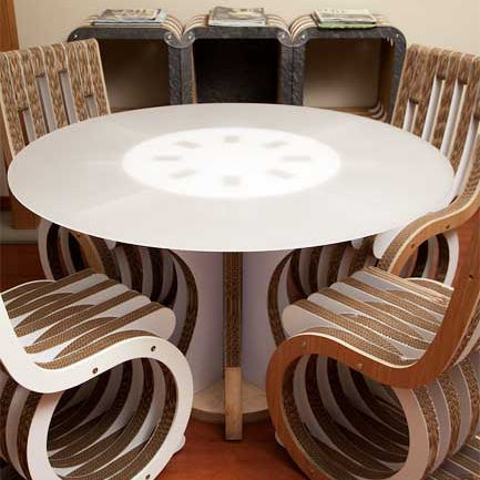 Mesa de comedor de diseño original - 7GIORNI - Lessmore - de vidrio / de metacrilato / con base de cartón