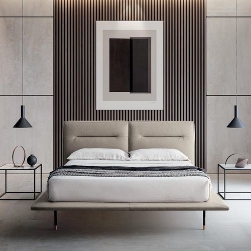 Cama de matrimonio - MOONLIGHT - Felis s.r.l. unipersonale - contemporánea / con cabecero / tapizada