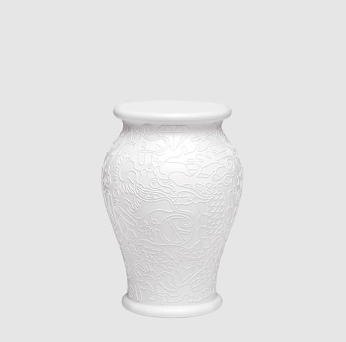 Taburete contemporáneo - MING  - Qeeboo - de polietileno / de porcelana / con base de polietileno