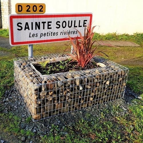 Jardinera de acero galvanizado - ID GABION - L'AGENCE URBAINE - de piedra / rectangular / cuadrada