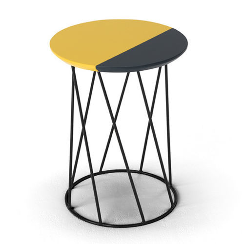 Mesita auxiliar contemporánea - BERRY - Dienne Salotti srl - de madera lacada / con base de hierro / redonda