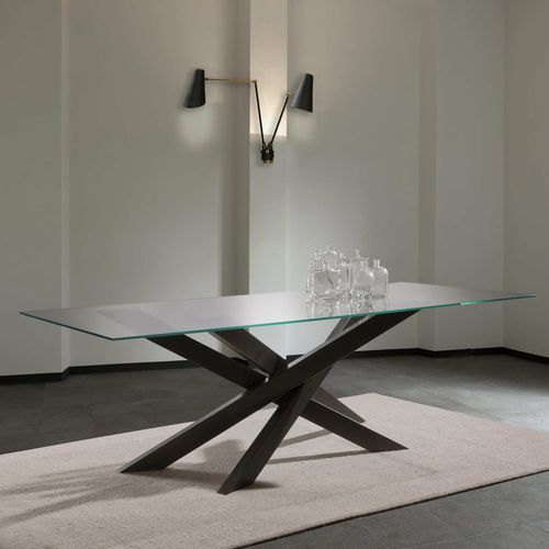 Mesa de comedor contemporánea - COOPER - Formenti Arredamenti di Giorgio Formenti & C.snc - de cristal / de metal / rectangular