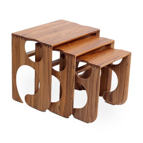 Mesita auxiliar contemporánea - TRIDHA - ALANKARAM - de teca / con base de teca / rectangular