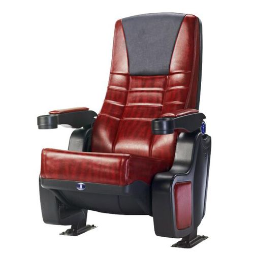 Butaca de cine de cuero - STAR ROCKER LS-8605G - Leadcom Seating - roja / negra / con reposacabezas