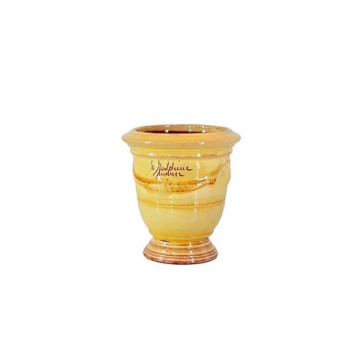 Florero contemporáneo - Anduze - Poterie de la Madeleine - de cerámica esmaltada / hecho a mano / amarillo