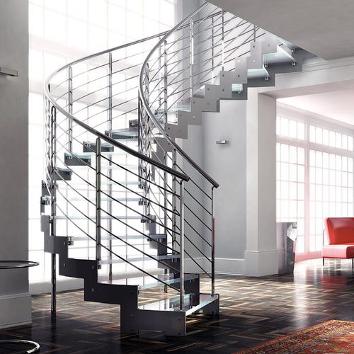 Escalera circular - L20-2E-GVE - d'OPERA STAIRS - con peldaños de vidrio / con estructura de metal / contemporánea