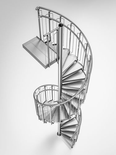 Escalera de caracol - TLC Sp. z o.o. - en U / con peldaños de metal / con estructura de acero