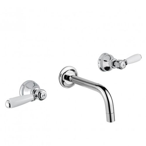 Grifo bimando para lavabo - BDM-MBR-309-W - BAGNODESIGN - de pared / de metal cromado / de baño