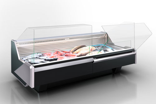 Vitrina refrigerada mostrador - MISSOURI ENIGMA MC 122 FISH OS/SELF M/A - Hitline - para comercio / de acero inoxidable / con puerta