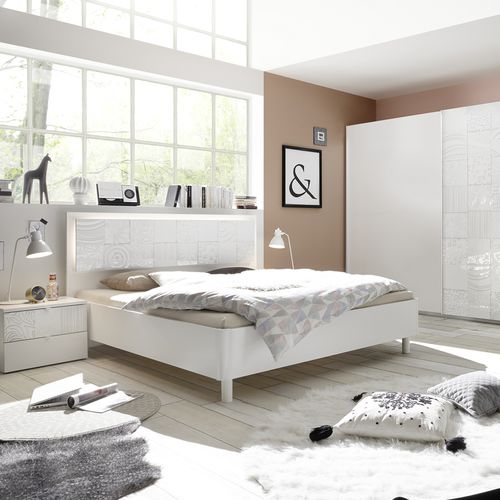 Cama de matrimonio - XAOS - LC spa - contemporánea / con cabecero / de roble
