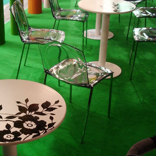 Mesa bistró contemporánea - BIARRITZ - Monolite Ipergres - de cerámica / con base metálica / redonda