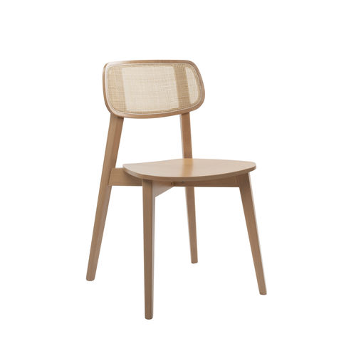 Silla contemporánea - HELLEN OVAL ONE SE01C - New Life Contract - de interior / de madera / apilable
