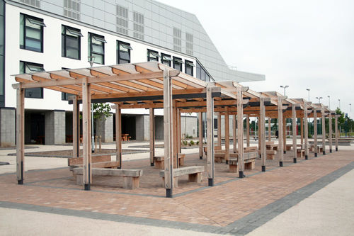 Marquesina de metal y lona para espacios públicos para espacio público