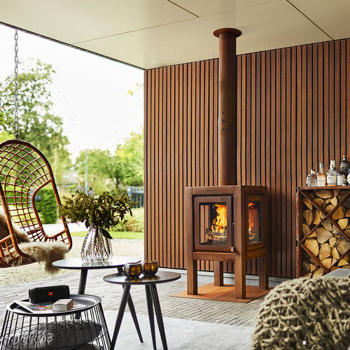 Chimenea de leña - QUARUBA XL 3 SIDED WALL - RB73 - contemporánea / hogar cerrado / de 3 caras