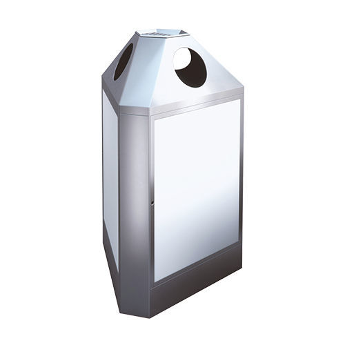 Cubo de basura público - B1/B3 - AUWEKO GmbH - de acero inoxidable / de acero inoxidable cepillado / de polietileno