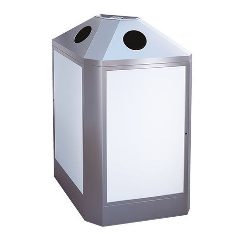 Cubo de basura público - B2 - AUWEKO GmbH - de acero inoxidable / de acero inoxidable cepillado / de polietileno