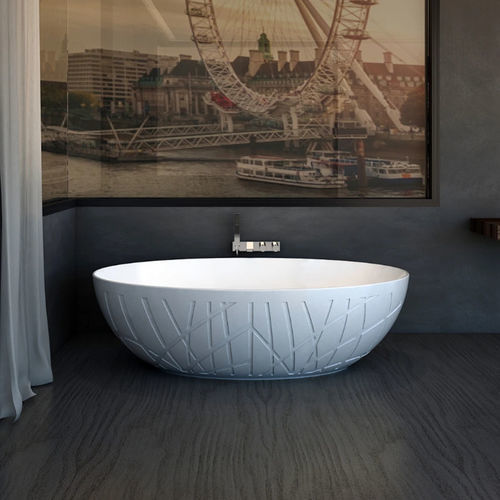 Bañera ovalada - B117W4 - Munk Building Materials Co., Ltd. - en isla / para vivienda / de mineral compuesto