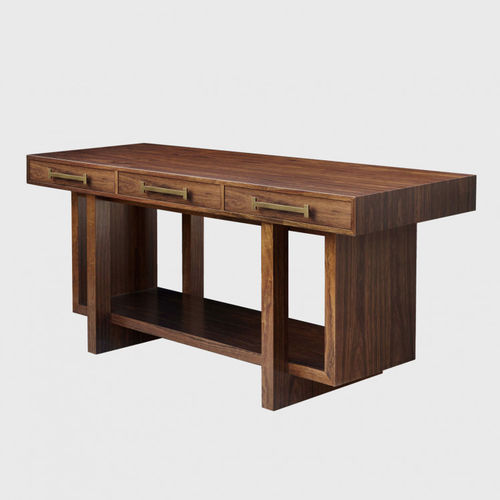 Consola contemporánea - OBERON - ANAKTAE - de nogal / con base de nogal / rectangular