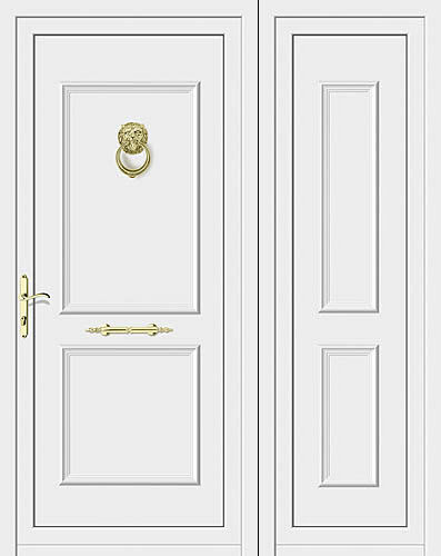 Puerta de entrada - PLATA : CASIOPEA  - ALUPORTA - de aluminio / abatible / semividriada