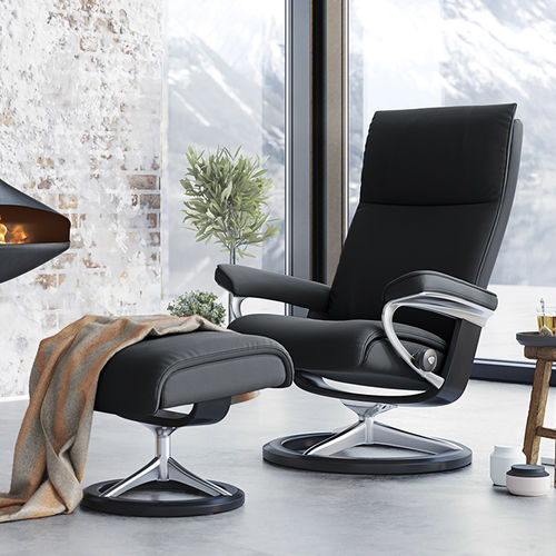 Sillón relax contemporáneo - AURA - Stressless - de cuero / de tejido / reclinable