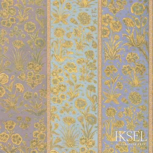 Papel pintado clásico - RW925 Kutch Behar Stripe cs01 Original - Iksel Decorative Arts - de fibra de vidrio / de vinilo / con motivos florales