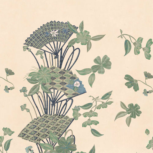Papel pintado contemporáneo - RW609 JAPANESE FANS P. - Iksel Decorative Arts - de fibra de vidrio / de vinilo / con motivos florales