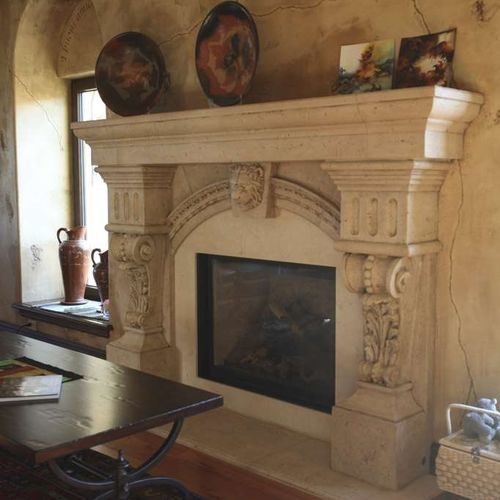 Marco para chimenea clásico - CALEDON  - Tartaruga Design Inc - de piedra / blanco