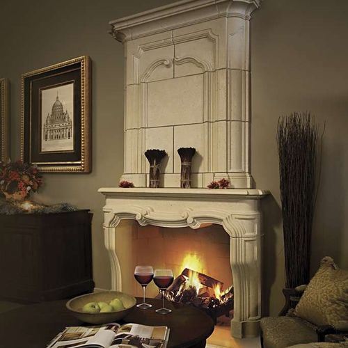 Marco para chimenea Luis XIV - LOUIS XIV - Tartaruga Design Inc - de piedra / blanco